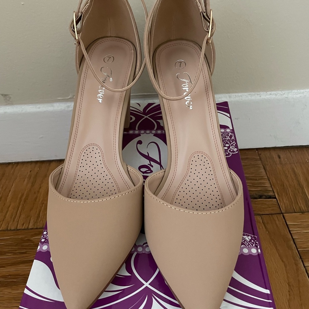 Nude block heels